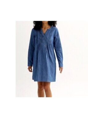 Sonoma Women's Blue Long Sleeve Chambray 100%Cotton Popover Shirt Dress Size XL